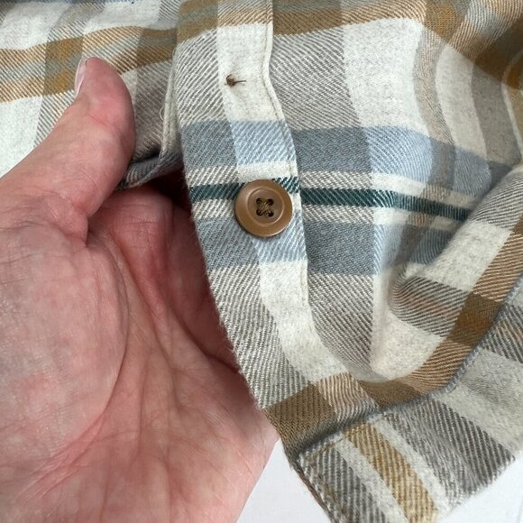 Men's Patagonia 100% Organic Cotton Flannel Button Up Brown/White/Blue Size XL - Picture 8 of 15